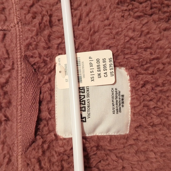 NWT Victoria's Secret PINK Sherpa Hooded Cardigan XS - Picture 2 of 2